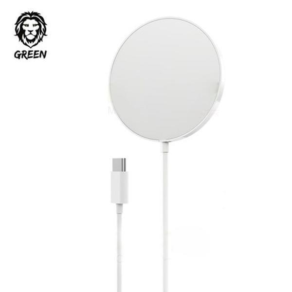 Green Lion green wireless magnetic charger 15w for iphone 12 series white - SW1hZ2U6NzcxNDg=