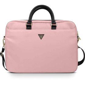 حقيبة اللابتوب Guess Nylon Computer Bag with Metal Triangle Logo 15" - Light Pink