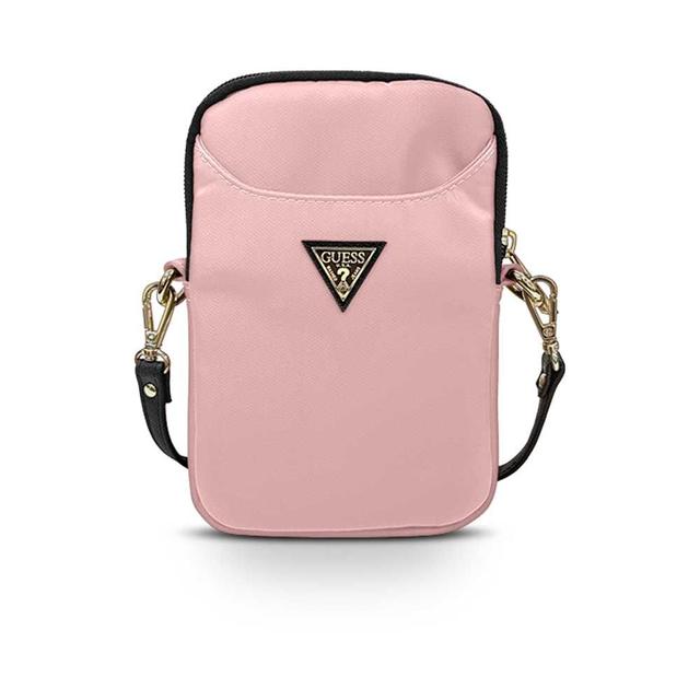 حقيبة الموبايل  Guess Nylon Phone Bag with Metal Triangle Logo - Light Pink - SW1hZ2U6Nzc4ODU=