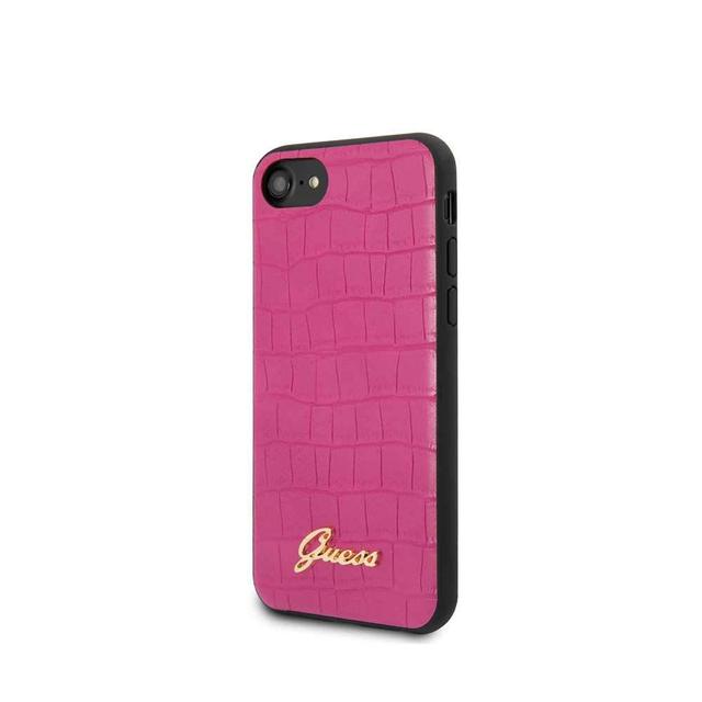guess pu croco print case with metal logo for iphone se 2 pink - SW1hZ2U6NTA1OTA=