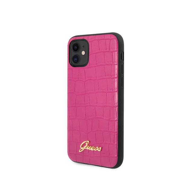 guess pu croco print case with metal logo for iphone 11 pink - SW1hZ2U6NTA2MTQ=