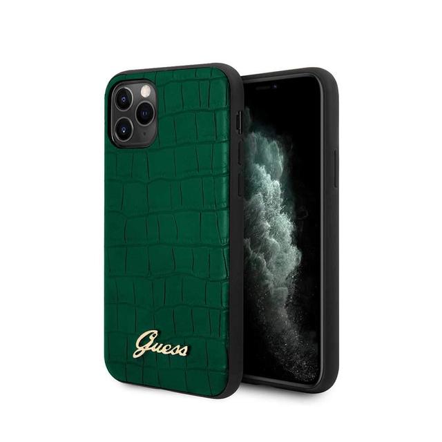 guess pu croco print case with metal logo for iphone 11 pro max dark green - SW1hZ2U6NTA2MjM=