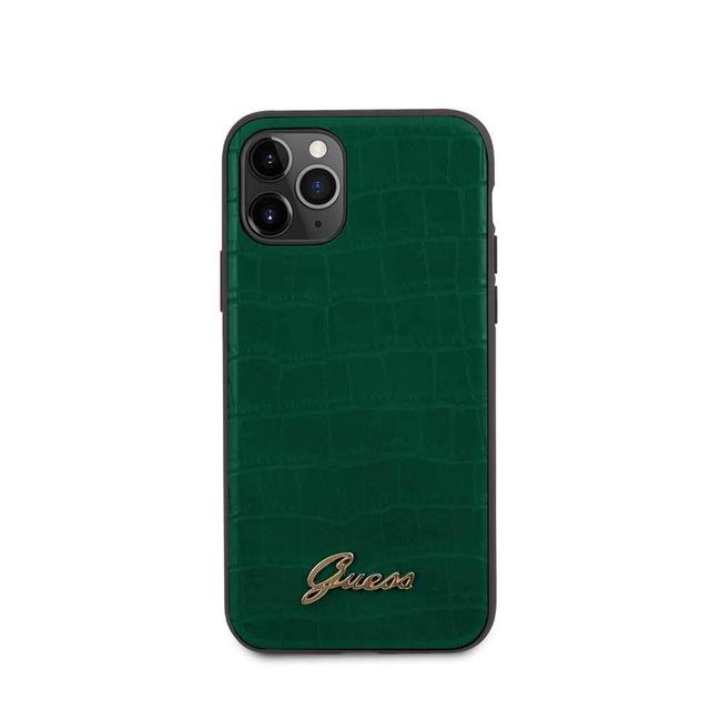 guess pu croco print case with metal logo for iphone 11 pro max dark green - SW1hZ2U6NTA2MjU=