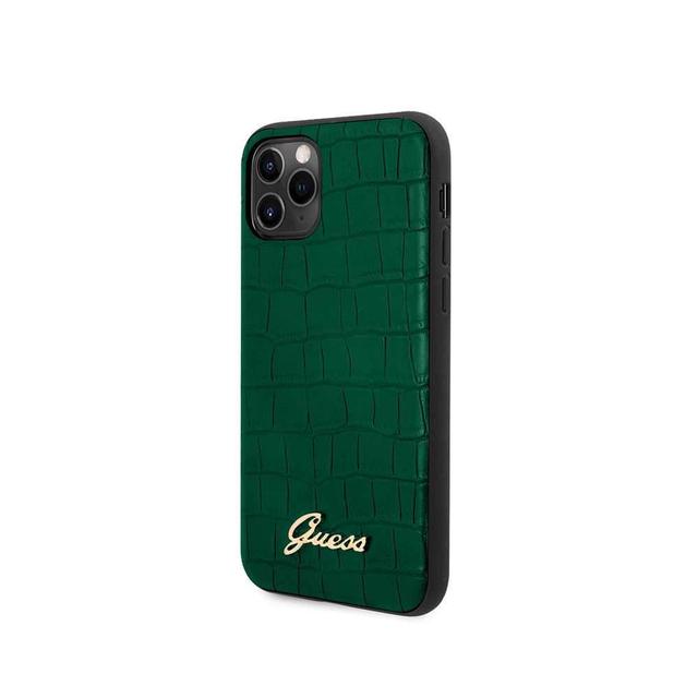 guess pu croco print case with metal logo for iphone 11 pro dark green - SW1hZ2U6NTA2MzI=