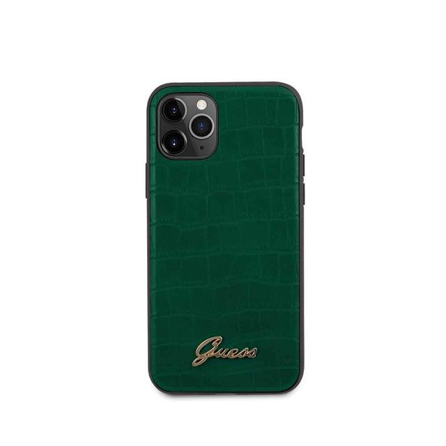 guess pu croco print case with metal logo for iphone 11 pro dark green - SW1hZ2U6NTA2MzM=