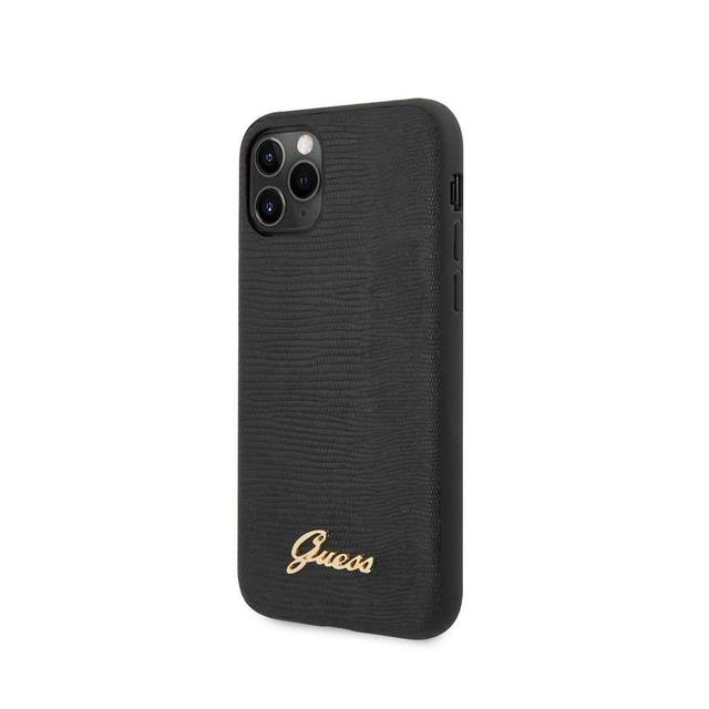 guess pu lizard print case with metal logo for iphone 11 pro black - SW1hZ2U6NTA2Nzk=