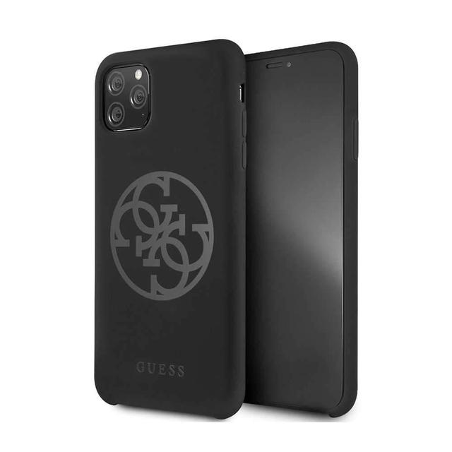 guess 4g tone logo silicon case for iphone 11 pro black - SW1hZ2U6NTA4NDE=