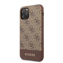 guess pc tpu 4g pu case with stripe metal logo bottom for iphone 11 pro brown - SW1hZ2U6NTM5OTY=