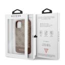guess pc tpu 4g pu case with stripe metal logo bottom for iphone 11 pro brown - SW1hZ2U6NTM5OTk=