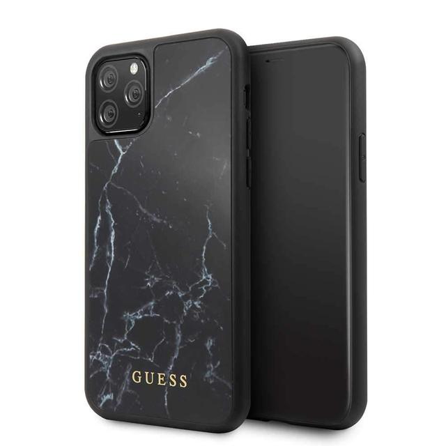 guess marble collection pc tpu tempered glass case for iphone 11 black - SW1hZ2U6NTQwMDc=