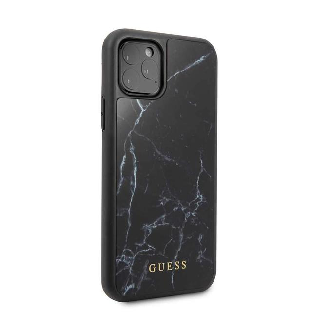 guess marble collection pc tpu tempered glass case for iphone 11 black - SW1hZ2U6NTQwMTE=