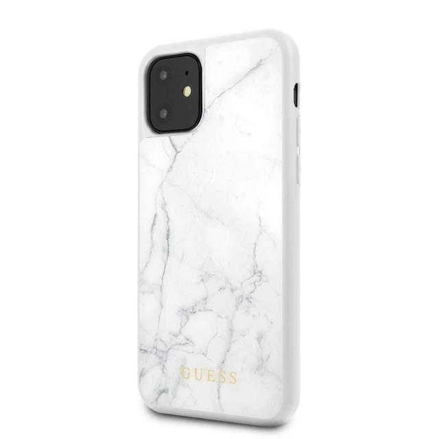 guess marble collection pc tpu tempered glass case for iphone 11 white - SW1hZ2U6NTQwMTQ=