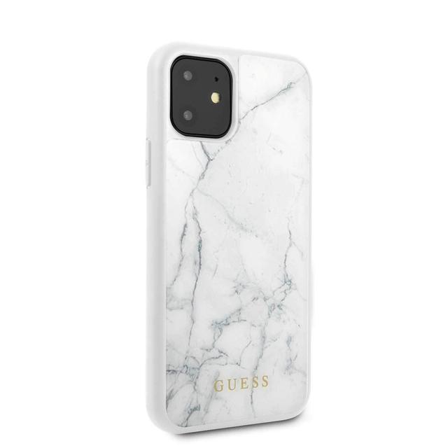 guess marble collection pc tpu tempered glass case for iphone 11 white - SW1hZ2U6NTQwMTc=