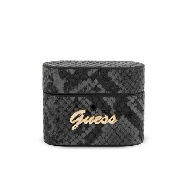 guess pu python round shape case with metal logo for airpods pro black - SW1hZ2U6NjE4NDE=