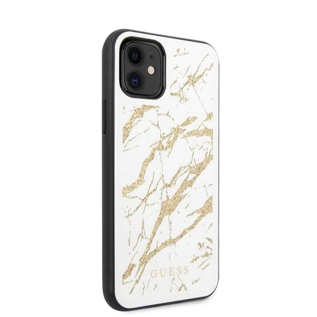 كفر Guess - PC/TPU Layer Gold Glitter Marble Case for iPhone 11 - أبيض - SW1hZ2U6NjIxMzc=