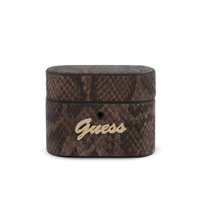 guess pu python round shape case with metal logo for airpods pro brown - SW1hZ2U6Njk4Mzg=
