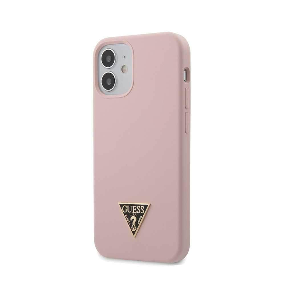 كفر Guess Liquid SIlicone Case w/ Metal Logo for iPhone 12 Mini (5.4") - Pink - cG9zdDo3ODEyMg==