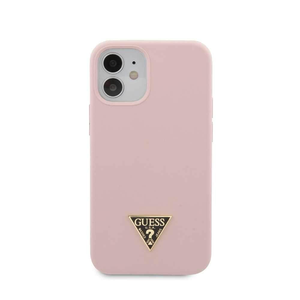 كفر Guess Liquid SIlicone Case w/ Metal Logo for iPhone 12 Mini (5.4") - Pink - cG9zdDo3ODEyMw==