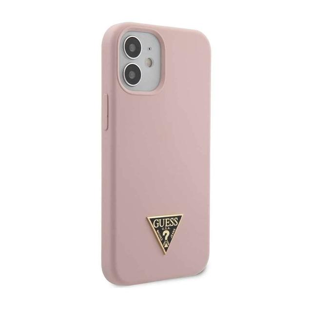 guess liquid silicone case w metal logo for iphone 12 mini 5 4 pink - SW1hZ2U6NzgxMjQ=