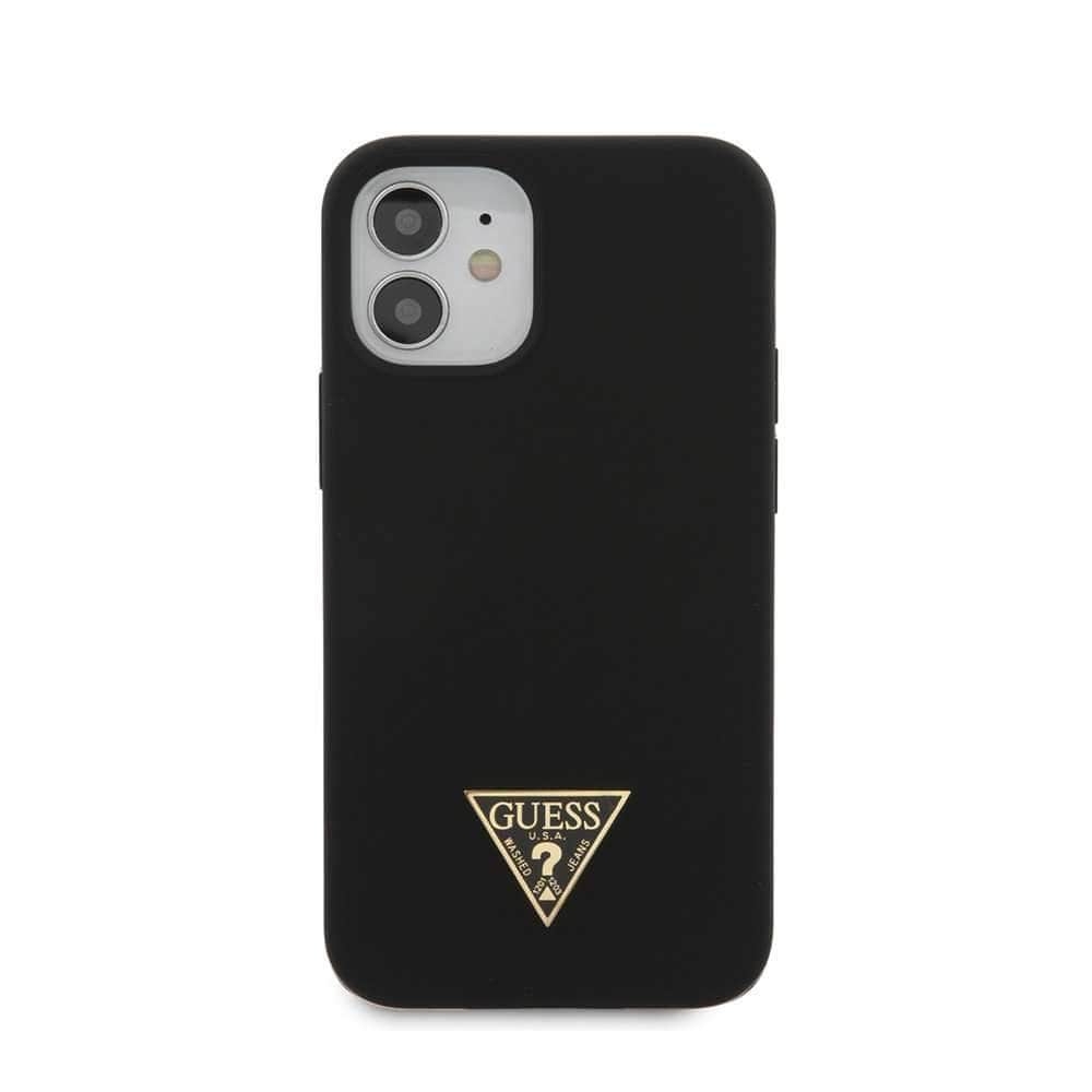 كفر Guess Liquid Silicone Case w/ Metal Logo for iPhone 12 Mini (5.4") - Black