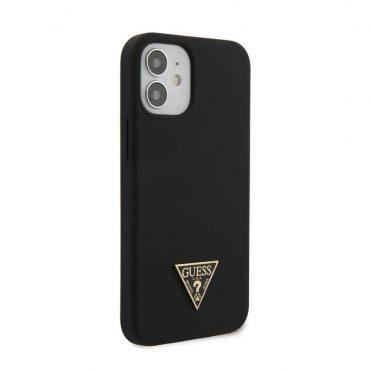 كفر Guess Liquid Silicone Case w/ Metal Logo for iPhone 12 Mini (5.4") - Black