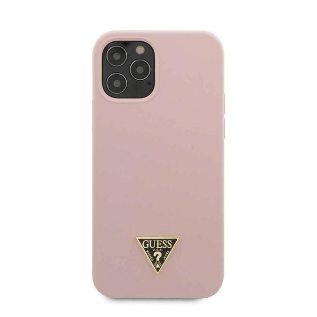guess liquid silicone case w metal logo for iphone 12 12 pro 6 1 pink - SW1hZ2U6NzgxODM=