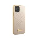 كفر Guess PU Iridescent ``LOVE`` Debossed Case w/ Metal Logo for iPhone 12 Pro Max (6.7") - Light Gold - SW1hZ2U6NzgyMDg=