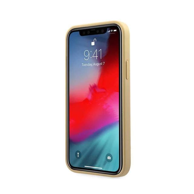 كفر Guess PU Iridescent ``LOVE`` Debossed Case w/ Metal Logo for iPhone 12 Pro Max (6.7") - Light Gold - SW1hZ2U6NzgyMDk=