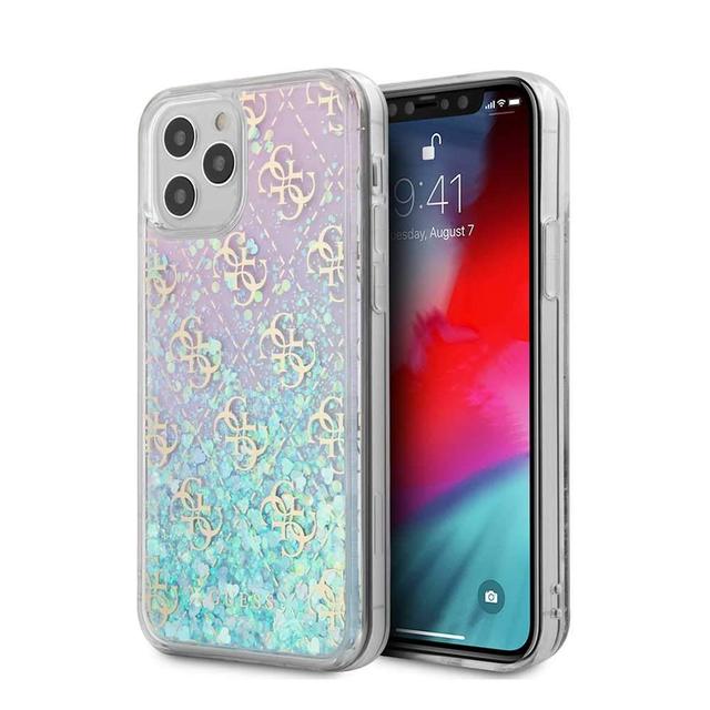guess liquid glitter 4g pattern pink background case for iphone 12 pro max 6 7 iridescent - SW1hZ2U6NzgyNDE=