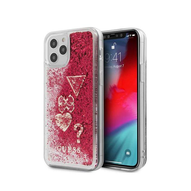 كفر Guess Liquid Glitter ``HEARTS`` Charms Hard Case for iPhone 12 Pro Max (6.7") - Rapsberry - SW1hZ2U6NzgyNDc=