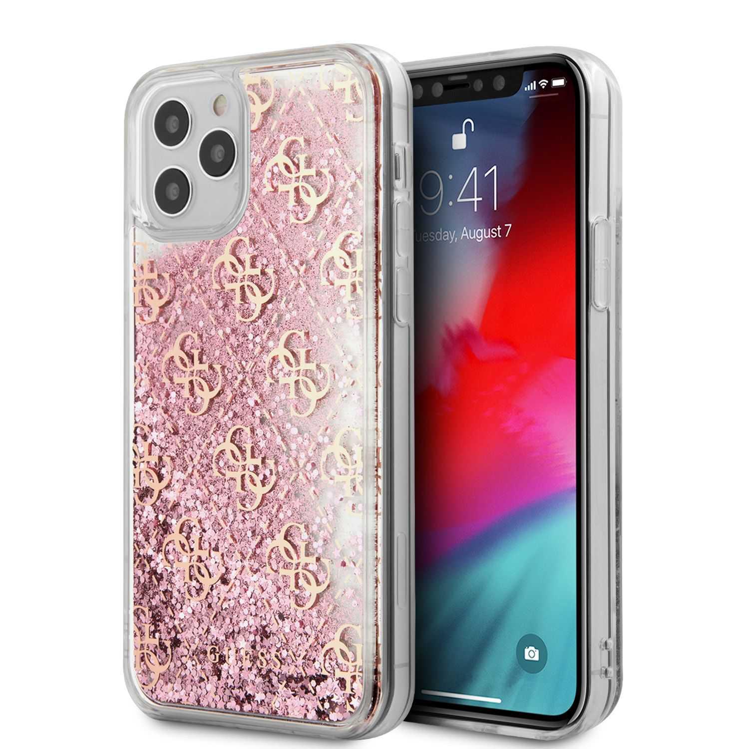 كفر Guess Liquid Glitter 4G Pattern Case for iPhone 12 Pro Max (6.7") - Pink Gold - cG9zdDo3ODI1Mw==