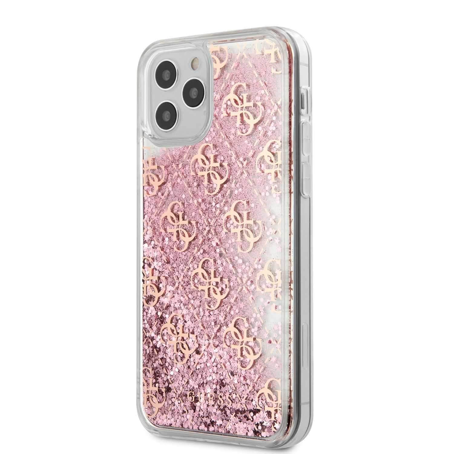 كفر Guess Liquid Glitter 4G Pattern Case for iPhone 12 Pro Max (6.7") - Pink Gold - cG9zdDo3ODI1Ng==