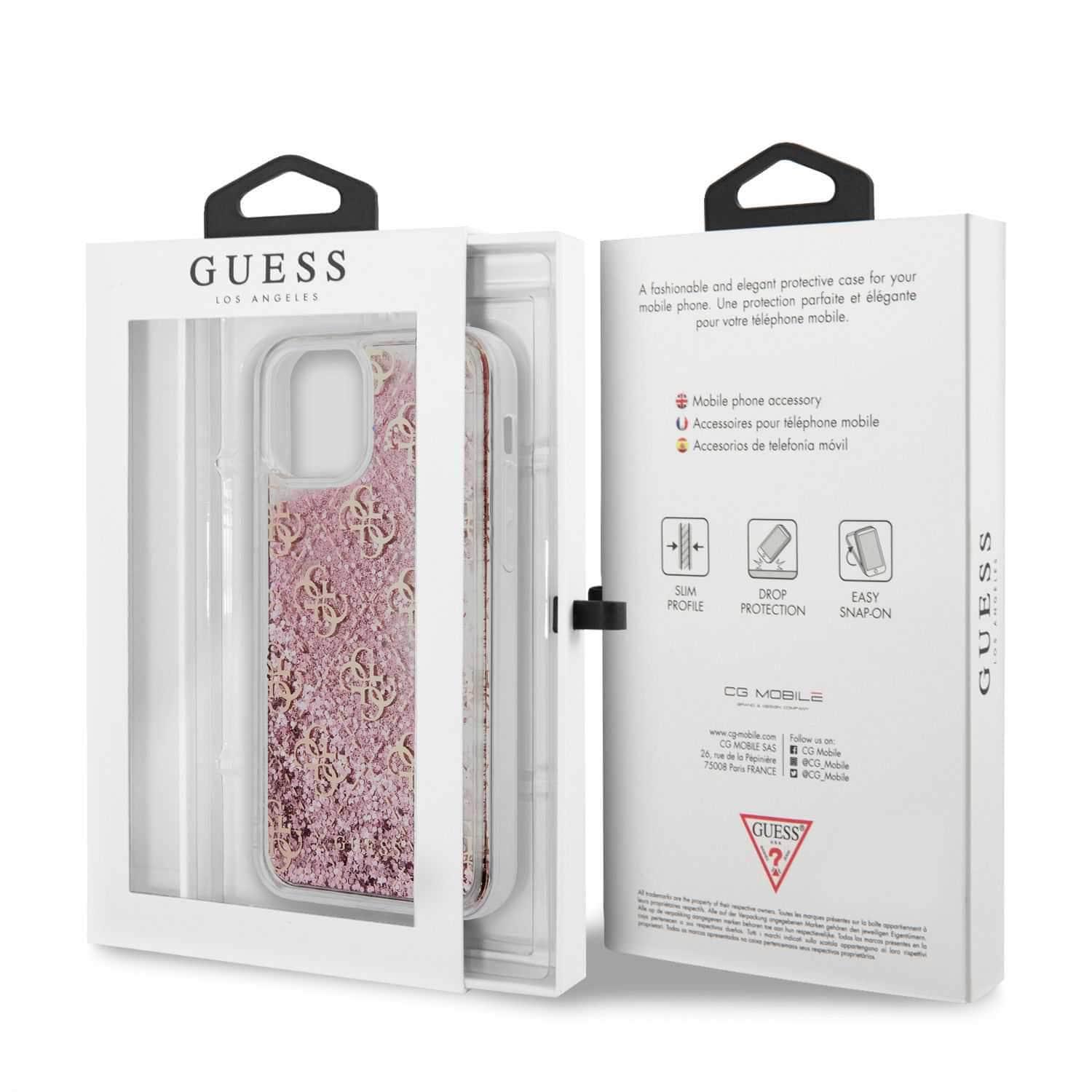 كفر Guess Liquid Glitter 4G Pattern Case for iPhone 12 Pro Max (6.7") - Pink Gold - cG9zdDo3ODI1Nw==