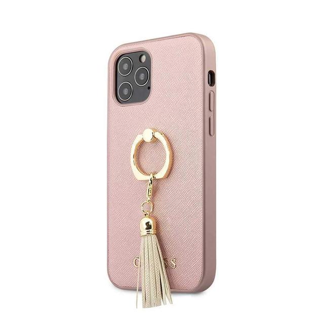 guess pc tpu saffiano collection hard case w ring stand for iphone 12 mini 5 4 pink - SW1hZ2U6NzgyNTk=