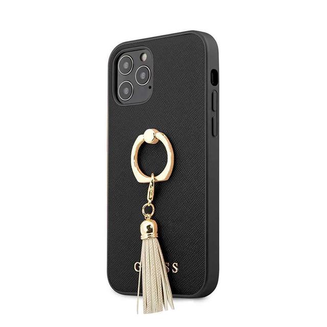 guess pc tpu saffiano collection hard case w ring stand for iphone 12 mini 5 4 black - SW1hZ2U6NzgyNjI=