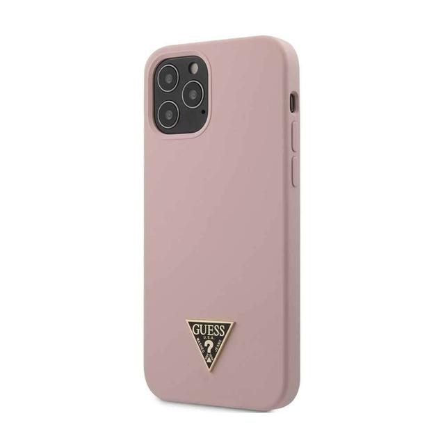 guess liquid silicone case w metal logo for iphone 12 pro max 6 7 pink - SW1hZ2U6NzgyNjY=
