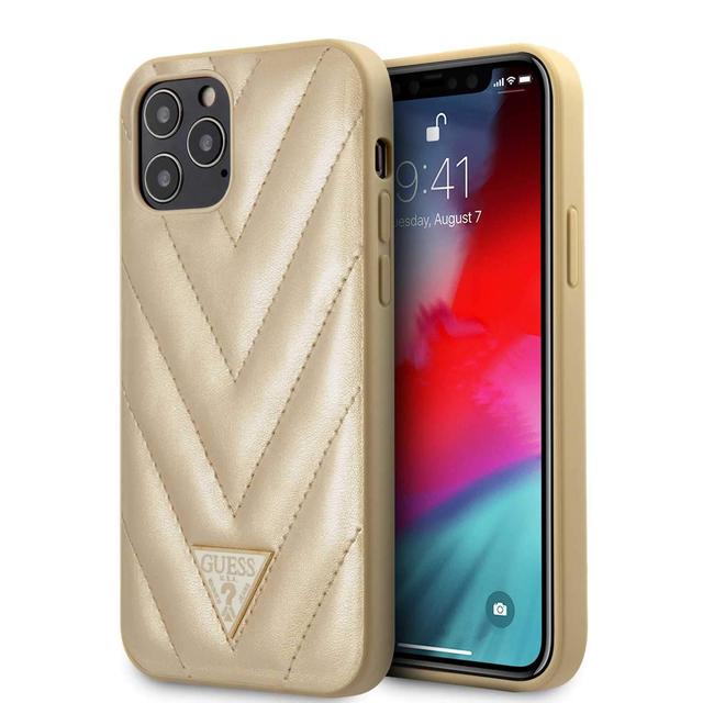 guess pu v quilted hard case for iphone 12 pro max 6 7 gold - SW1hZ2U6NzgyNzc=