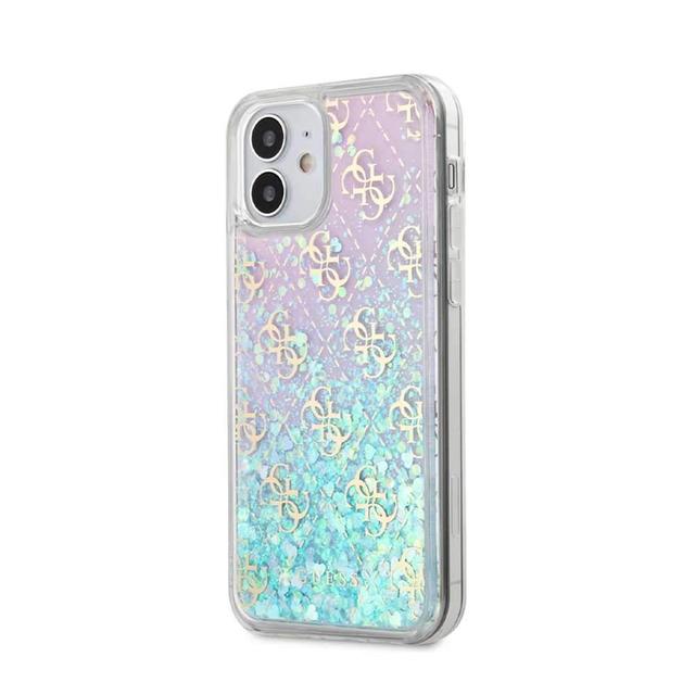 guess liquid glitter 4g pattern pink background case for iphone 12 mini 5 4 iridescent - SW1hZ2U6NzgyODQ=
