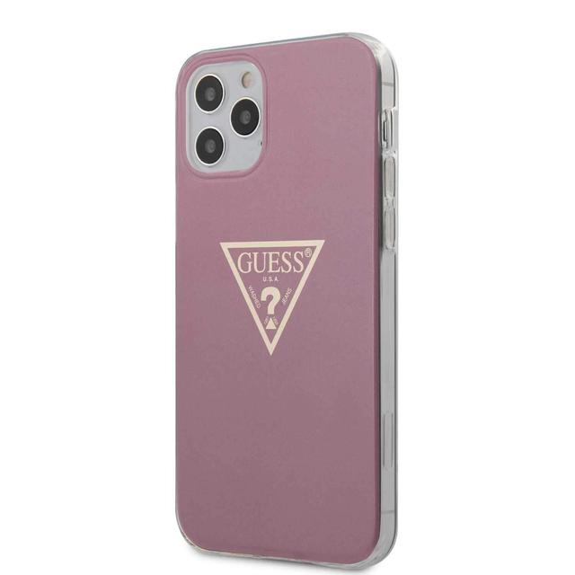guess pc tpu metallic triangle hard case for iphone 12 12 pro 6 1 pink - SW1hZ2U6NzgzNTA=