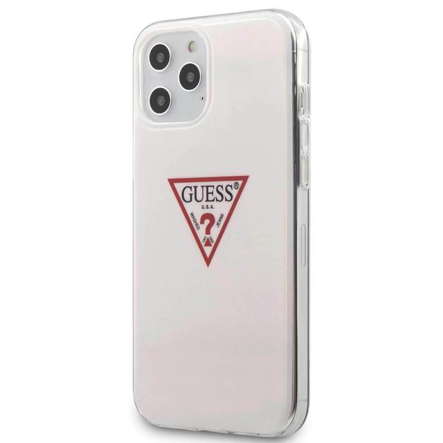 كفر Guess PC/TPU Triangle Logo Hard Case for iPhone 12 / 12 Pro ( 6.1" ) - White - SW1hZ2U6NzgzNjE=