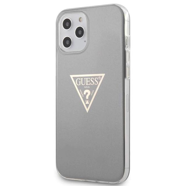 guess pc tpu metallic triangle hard case for iphone 12 pro max 6 7 gray - SW1hZ2U6NzgzNjY=