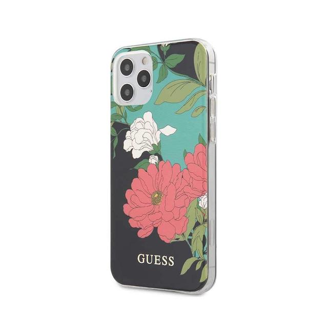 guess pc tpu flower collection shiny pattern case for iphone 12 pro max 6 7 black - SW1hZ2U6Nzg0OTI=