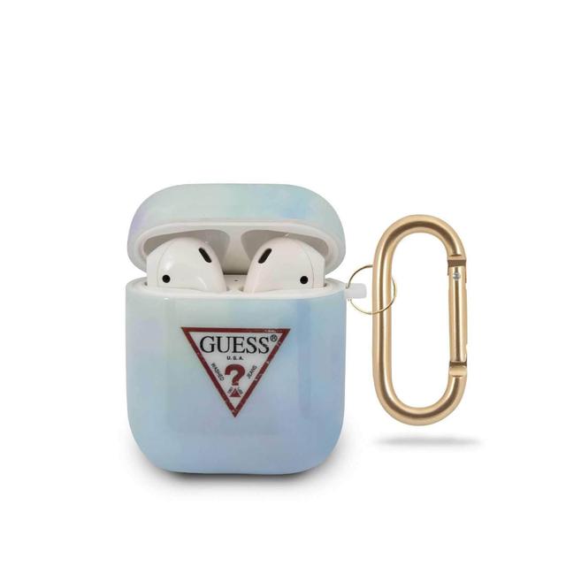 guess tpu tie and die case electroplate logo for airpods 1 2 blue - SW1hZ2U6Nzg3MDQ=
