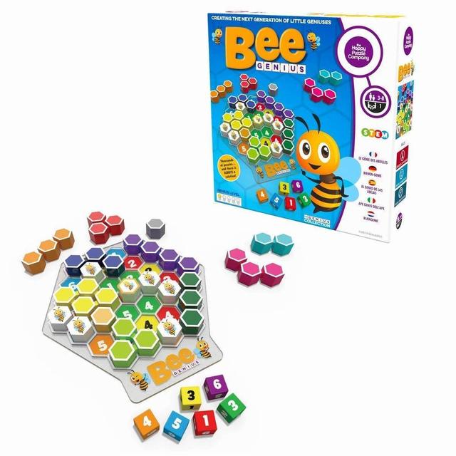 happy puzzle bee genius stem puzzle game for kids adults family friends indoor board game learning fun educational entertainment brain train spatial skills visual perception - SW1hZ2U6NTY4OTY=