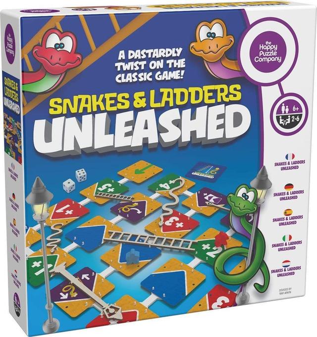 happy puzzle snakes and ladders unleashed colorful indoor board classic game with twist of modern for kids adults family friends fun game strategic planning visula perception stem - SW1hZ2U6NTY5MTA=