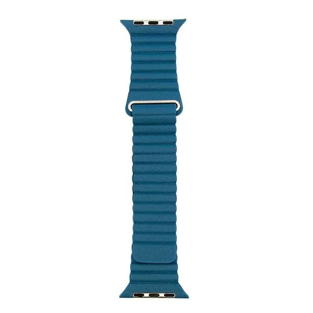iguard by porodo leather watch band for apple watch 44mm 42mm medium blue - SW1hZ2U6NDc4NzU=