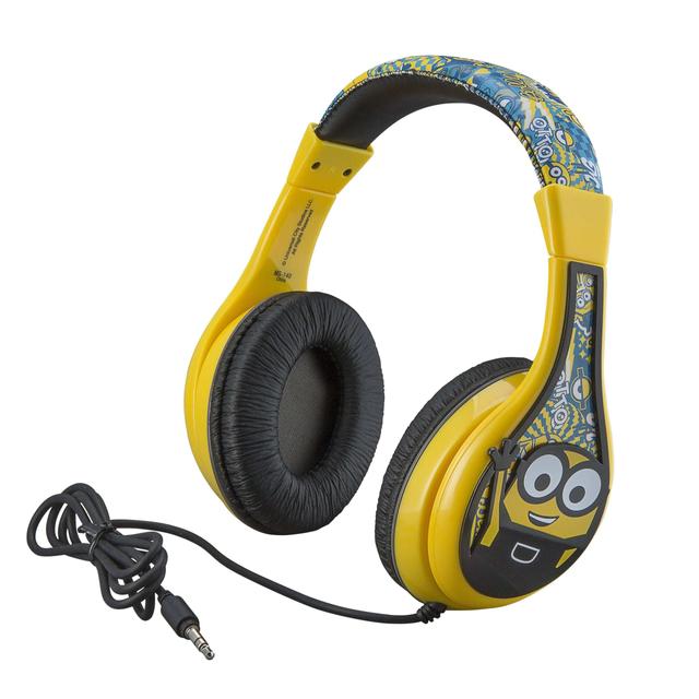 iHome kiddesigns minions the rise of gru wired headphones built in volume limiting feature for kid friendly safe listening adjustable 3 volume settings great stereo sound 3 5mm connectivity - SW1hZ2U6NTcyNDI=