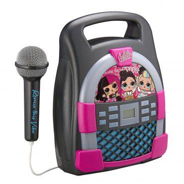 لعبة مكبر صوت بلوتوث مع ميكروفون سلكي للأطفال مع ذاكرة مدمجةKIDdesigns - LOL SURPRISE Bluetooth MP3 Sing Along Karaoke Machine