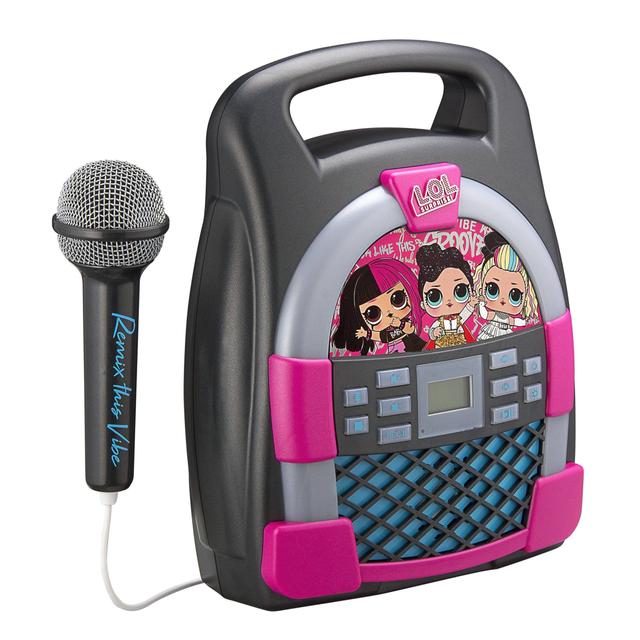 iHome kiddesigns lol surprise bluetooth mp3 sing along karaoke machine kids wireless rechargeable portable mp3 karaoke w mic multi colored led light show internal memory to store hours of music - SW1hZ2U6NTcyMjg=