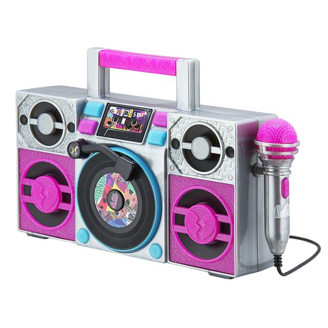 iHome kiddesigns lol surprise sing along karaoke boombox for kids built in music led flashing lights working mic kids toys portable karaoke machine connects mp3 player audio device w play buttons - SW1hZ2U6NTcyMzE=